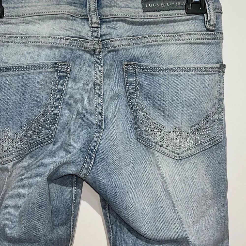 Rock & Republic‎ Women's Blue Roskilde Low Rise Cropped Capri Denim Jeans Size 0